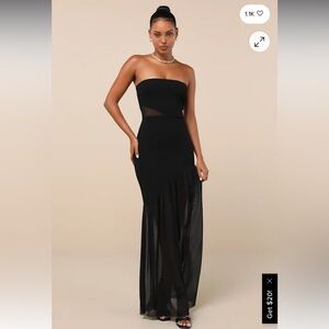 Lulus Exemplary Sensation Black Strapless Asymmetrical Maxi Dress